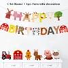 7 Pcs Themed Party Supplies - Indoor/Outdoor Farm Animal 3D Table Decoration, Includes Farm Animals Centerpieces & Birthday Banner view 2