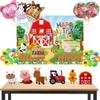 36 Pcs Farm Themed Party Supplies - Indoor and Outdoor Animals 3D Table Decorations, Including Centerpieces, Background Cloth and Balloons view 1