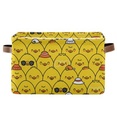 Yellow Chicken Storage Basket Fabric Kitchen Baskets Cute Anime Open Home Storage Bins Boxes Foldable Organizer Bag for Baby Cloth Pet Toy Book Shelf Closet Baskets 16128 Inches