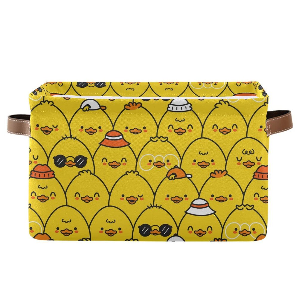 Yellow Chicken Storage Basket Fabric Kitchen Baskets Cute Anime Open Home Storage Bins Boxes Foldable Organizer Bag for Baby Cloth Pet Toy Book Shelf Closet Baskets 16128 Inches