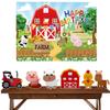 7Pcs Farm Themed Party Supplies - Indoor and Outdoor 3D Table Decoration, Including Animals Centerpieces and Happy Birthday Background Cloth view 1