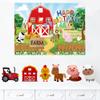 7Pcs Farm Themed Party Supplies - Indoor and Outdoor 3D Table Decoration, Including Animals Centerpieces and Happy Birthday Background Cloth view 4