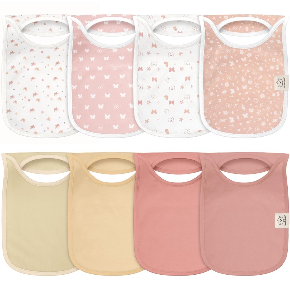 8-Pack Baby Bibs for Boys, Girls - Pullover Bibs for Drooling Teething Baby Girl & Boy Toddler, Newborn, Soft & Absorbent, Cute Colors, Large Torso Coverage Keep Infant Clean & Dry (Butterflies)