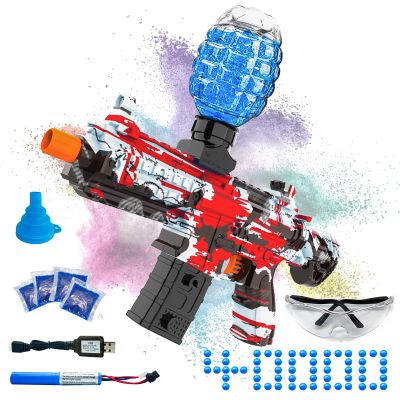 Electric Gel Ball Blaster, High Speed Automatic Splatter Ball Blaster with 40000+ and Goggles, JIFTOK Rechargeable Splatter Ball Toys for Outdoor Activities Shooting Game Party Favors-Red