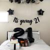 21st Birthday Banner Its Giving 21 Banner Black for Her Him Twenty First Birthday Decorations Party Supplies view 3