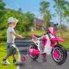 AOKOY 12 Volt Girls Electric Motorcycle with Training Wheels Kids Dirt Bike Battery Powered Ride On Toy Rechargeable Motorbike with 2 Speeds Music Player Shock Absorber, Rose Pink view 2