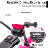 AOKOY 12 Volt Girls Electric Motorcycle with Training Wheels Kids Dirt Bike Battery Powered Ride On Toy Rechargeable Motorbike with 2 Speeds Music Player Shock Absorber, Rose Pink view 4