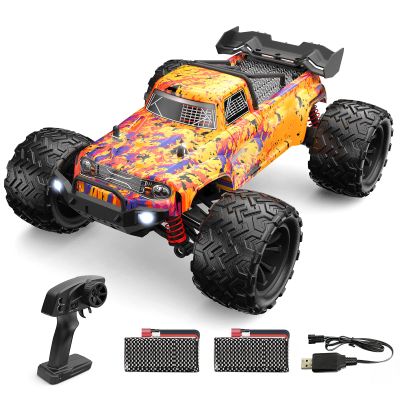 GoolRC 9500E RC Cars, 1:16 Scale Remote Control Car, 4WD 40KM/H High Speed RC Truck, 2.4GHz All Terrain Off Road Climbing Car, Full Scale RC Car with 2 Batteries for Adults (Orange)