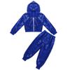 ACSUSS Kids Girls Boys Shiny Sequins Jacket Pants Jazz Hip Hop Street Dance Outfit Performance Dancewear Blue 4-5 Years view 1