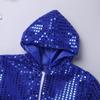 ACSUSS Kids Girls Boys Shiny Sequins Jacket Pants Jazz Hip Hop Street Dance Outfit Performance Dancewear Blue 4-5 Years view 4