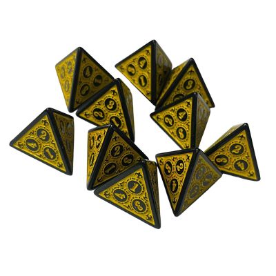 Almencla 10 Pieces 4 Sided Dice, D4 Polyhedral Dice, Yellow
