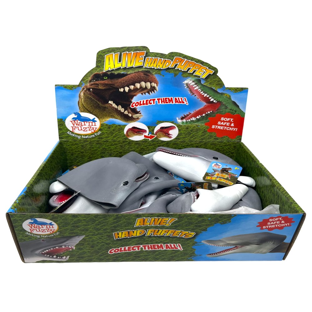 WARM FUZZY Full Case (12) Dolphin Hand Puppets - Realistic Latex Soft Animal Head Set, Gift for Party Favor, Prize Box, PTA Carnival or School Fundraisers
