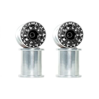NexxSpeed CNC Aluminum Beadlock Rim Set (Black) - FMS FCX24 Max Smasher
