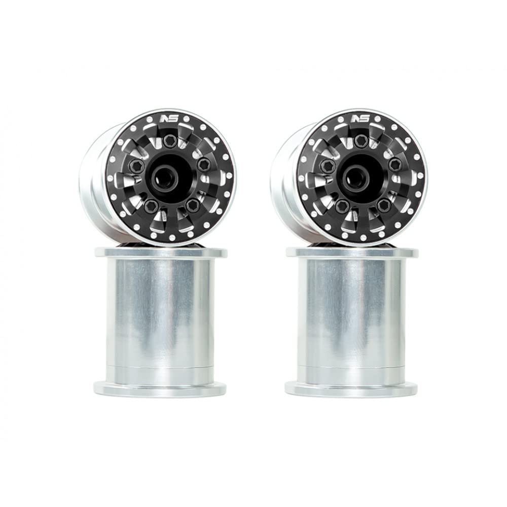 NexxSpeed CNC Aluminum Beadlock Rim Set (Black) - FMS FCX24 Max Smasher