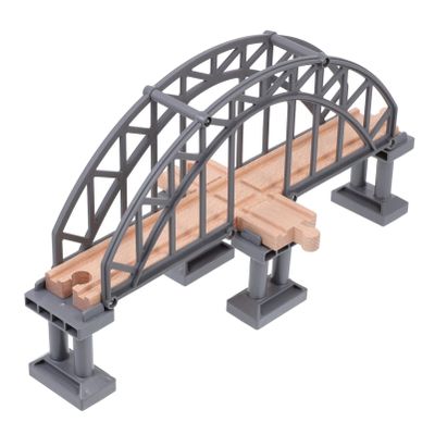 Wooden Train Track Bridge Accessory for Kids 12.4 Inch Suspension Bridge Toy for Creative Train Layouts Smooth Finished Wood and Abs Educational Toy for Hands-on Play