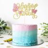Gyufise 1Pcs Butterfly Cake Toppers Glitter Happy Birthday 3D Cupcake Toppers Cake Decorations for Wedding Baby Shower Kids Party Supplies Gold Pink view 4
