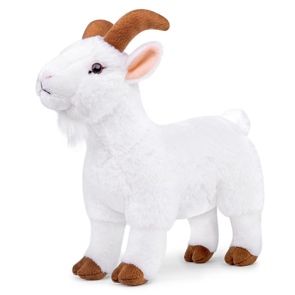 Frankiezhou Home Goat Plush Toy - Lifelike 12' Soft White Goat Stuffed Animal, Unique Plushie Toy Model Doll Collection for Kids