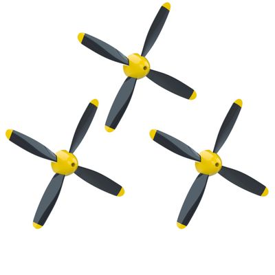 LEAMBE 3 Sets of 4-Blade Propeller Spare RC Plane Propellers Compatible with P51 Mustang & P40 Warhawk Remote Control Airplane Nose Cone
