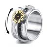 Jukoclut Women's Stainless Steel Daisy Charm Spinning Fidget Anxiety Band Rings Jewelry Silver Size 7 view 1