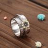 Jukoclut Women's Stainless Steel Daisy Charm Spinning Fidget Anxiety Band Rings Jewelry Silver Size 7 view 2