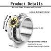Jukoclut Women's Stainless Steel Daisy Charm Spinning Fidget Anxiety Band Rings Jewelry Silver Size 7 view 4