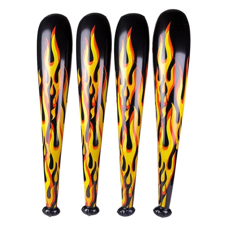Inflatable Baseball Bats - 4 Pieces (Huge - 42 Inches) (Fire Flame) Party Favor for Kids and Adults Birthday Party, Sports Theme Activities and Good Old Fun! (Fire Flame)