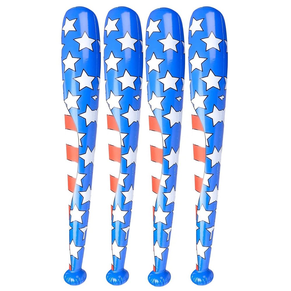 Inflatable Baseball Bats - 4 Pieces (Huge - 42 Inches) (American USA Flag) Party Favor for Kids and Adults Birthday Party, Sports Theme Activities and Good Old Fun! (American USA Flag)