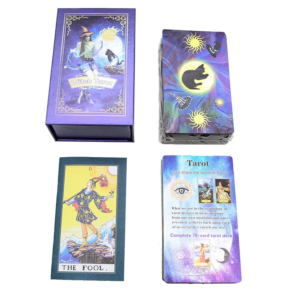 Jayiaine Tarot Cards for Beginners,Gold Foil Waterproof Cards, with Guidebook Fortune Teller Game Set for Family Reunion Expert Reader for Christmas Birthday, Purple