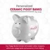 Custom Ceramic Piggy Banks for Kids | Perfect Sized Cute Coin Saving Pot with Rubber Holders | Personalized Name Pig Money Box for Girls and Boys - Grey view 2