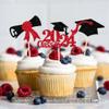 24 PCS Class of 2024 Graduation Cupcake Toppers Glitter Diploma 2024 Graduation Cap Cupcake Picks for 2024 Graduation Theme Party Cake Decorations Supplies Black Red view 3