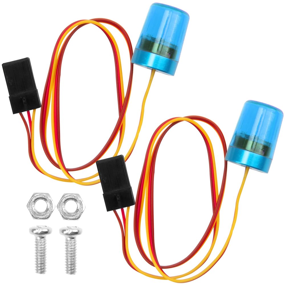 2Pcs Vgoohobby Multi-Function RC LED Flash Lights Alarm Lamp Flashing Rotating Beacon Light Compatible with 1/10 TRX4 SCX10 RC Crawler Car 1/14 Tamiya Tractor RC Truck (Blue)