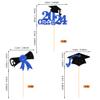 24 PCS 2024 Graduation Theme Cupcake Toppers Glitter Diploma Graduation Cap Class of 2024 Cupcake Picks for 2024 Graduation Theme Party Cake Decorations Supplies Blue view 2