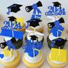24 PCS 2024 Graduation Theme Cupcake Toppers Glitter Diploma Graduation Cap Class of 2024 Cupcake Picks for 2024 Graduation Theme Party Cake Decorations Supplies Blue view 3