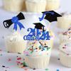 24 PCS 2024 Graduation Theme Cupcake Toppers Glitter Diploma Graduation Cap Class of 2024 Cupcake Picks for 2024 Graduation Theme Party Cake Decorations Supplies Blue view 4