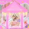 KIXINWA Pink Princess Tent for Girls With LED Small Star Lights, Castle Playhouse for Children Toddlers Indoor Outdoor Games, 5553 Inches view 2