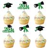 24 PCS 2024 Graduation Cupcake Toppers Glitter Class of 2024 Cupcake Picks Diploma Graduation Cap Cake Decorations for 2024 Graduation Theme Party Supplies Green view 1