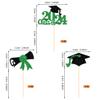 24 PCS 2024 Graduation Cupcake Toppers Glitter Class of 2024 Cupcake Picks Diploma Graduation Cap Cake Decorations for 2024 Graduation Theme Party Supplies Green view 2