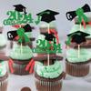 24 PCS 2024 Graduation Cupcake Toppers Glitter Class of 2024 Cupcake Picks Diploma Graduation Cap Cake Decorations for 2024 Graduation Theme Party Supplies Green view 4