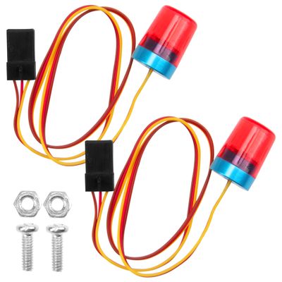 2Pcs Vgoohobby Multi-Function RC LED Flash Lights Alarm Lamp Flashing Rotating Beacon Light Compatible with 1/10 TRX4 SCX10 RC Crawler Car 1/14 Tamiya Tractor RC Truck (Red)