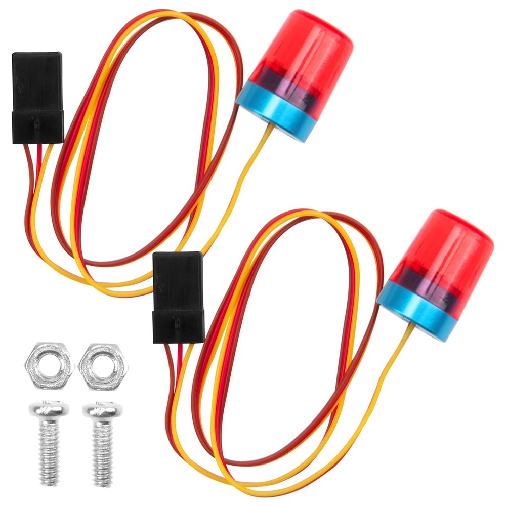 2Pcs Vgoohobby Multi-Function RC LED Flash Lights Alarm Lamp Flashing Rotating Beacon Light Compatible with 1/10 TRX4 SCX10 RC Crawler Car 1/14 Tamiya Tractor RC Truck (Red)