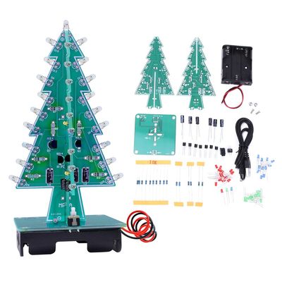 3D Christmas Tree, 3D Xmas Tree Electronic Science Assemble Kit PCB Stereo Christmas Tree Board for Holiday Decoration (Three-Color DIY Set)