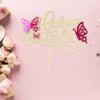 1Pcs Butterfly Cake Toppers With Glitter Happy Birthday Cake Topper Rose Red 3D Butterfly Cupcake Toppers for Wedding Anniversary Baby Shower kids Birthday Party Cake Decorations Gold view 4