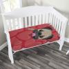 Decorative Crib Sheet,Pug Microfiber Silky Soft Toddler Mattress Sheet Fitted,28"x 52"x 8", Love Valentines Inspired Dog Drawing Print Baby Sheet, for Baby or Toddler Bed Nursery, Red Black Pale Brown view 1