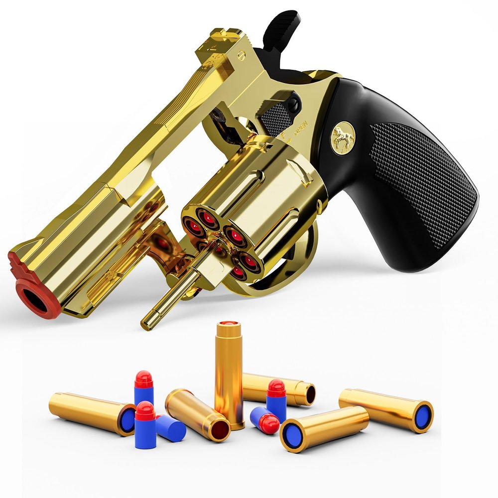 Xuyongjun Toy Gun Soft Bullet Toy Revolver, Can fire Sponge Bullets,with 40 Bullets,for Age of 6 7 8 9 10+ Years Old Kid Boys GirlsGold