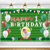 Custom Football Theme Birthday Banner - Personalized Happy 1st Birthday Decoration with Fabric Material view 1