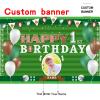 Custom Football Theme Birthday Banner - Personalized Happy 1st Birthday Decoration with Fabric Material view 2