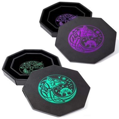 Green Wolf Dice Tray + Purple Wolf Dice Tray