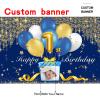 Custom 1st Birthday Decoration Banner - Personalize Your Celebration with Your Own Photo and Name-Navy blue view 2
