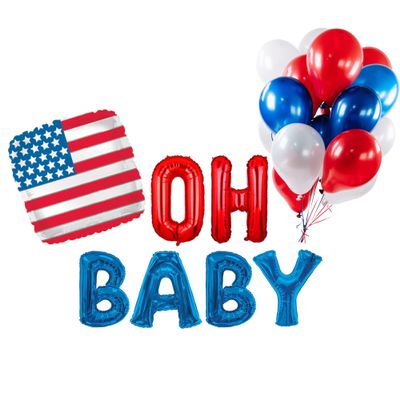 100% LIKED-OH BABY Balloon Decorations, Patriotic Baby Shower Banner, Patriotic Baby Boy, 4th of July Balloons, Patriotic, Little Firecracker, Freedom Balloon, Fourth of July Baby Shower