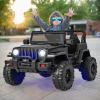 OLAKIDS Kids Ride on Truck, 12V Electric Vehicle with Remote Control, Battery Powered Toddler Car with Music, Horn, 3 Speeds, LED Lights, Bluetooth, USB, Radio (Solid Black) view 2